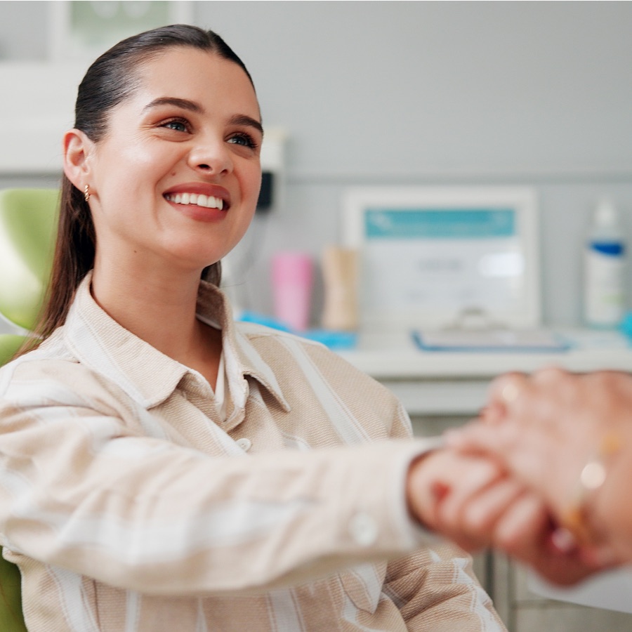 Patient greeted warmly by front desk team